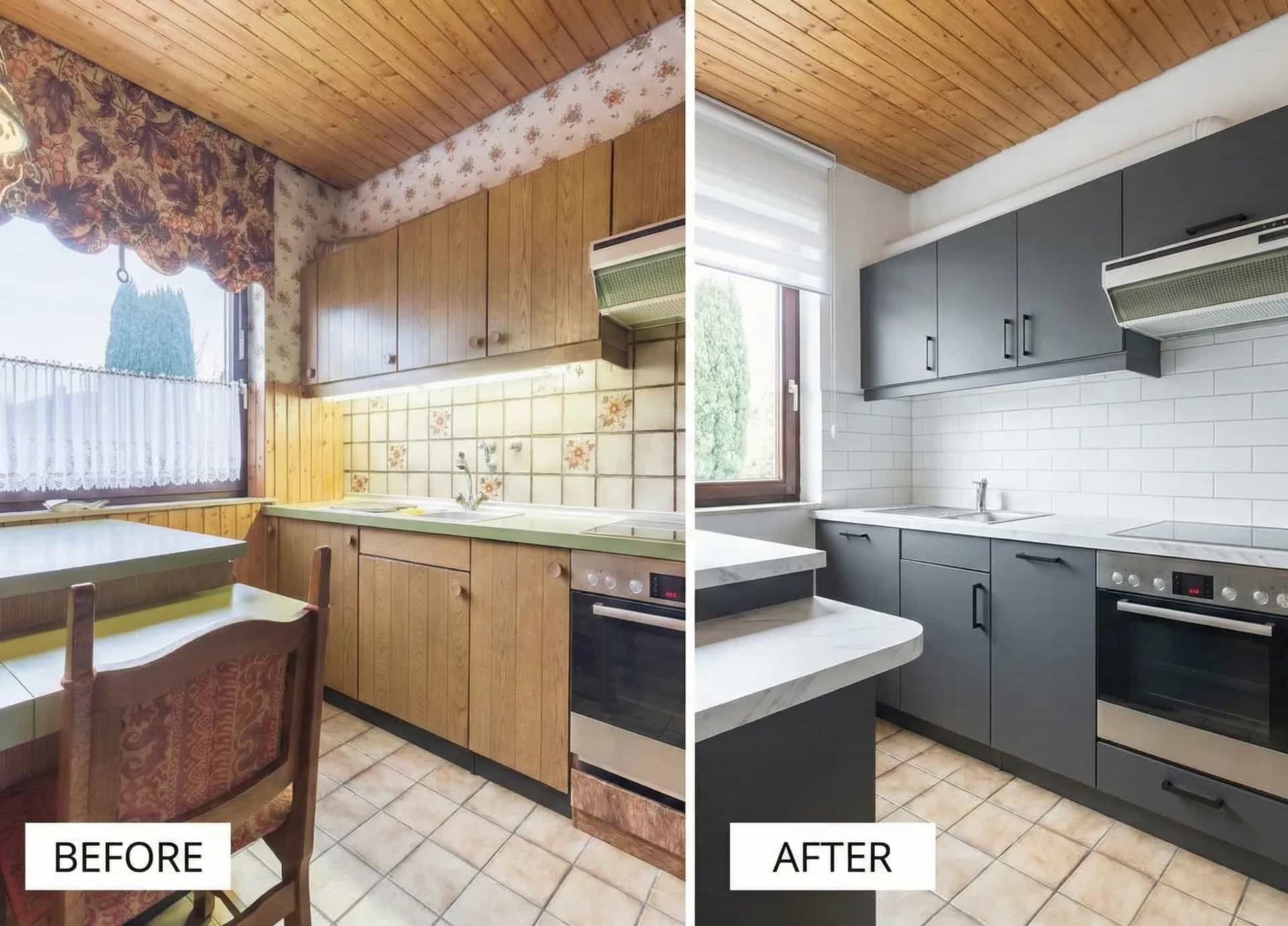 Cabinet wrapping project - Warm Gray in Mississauga