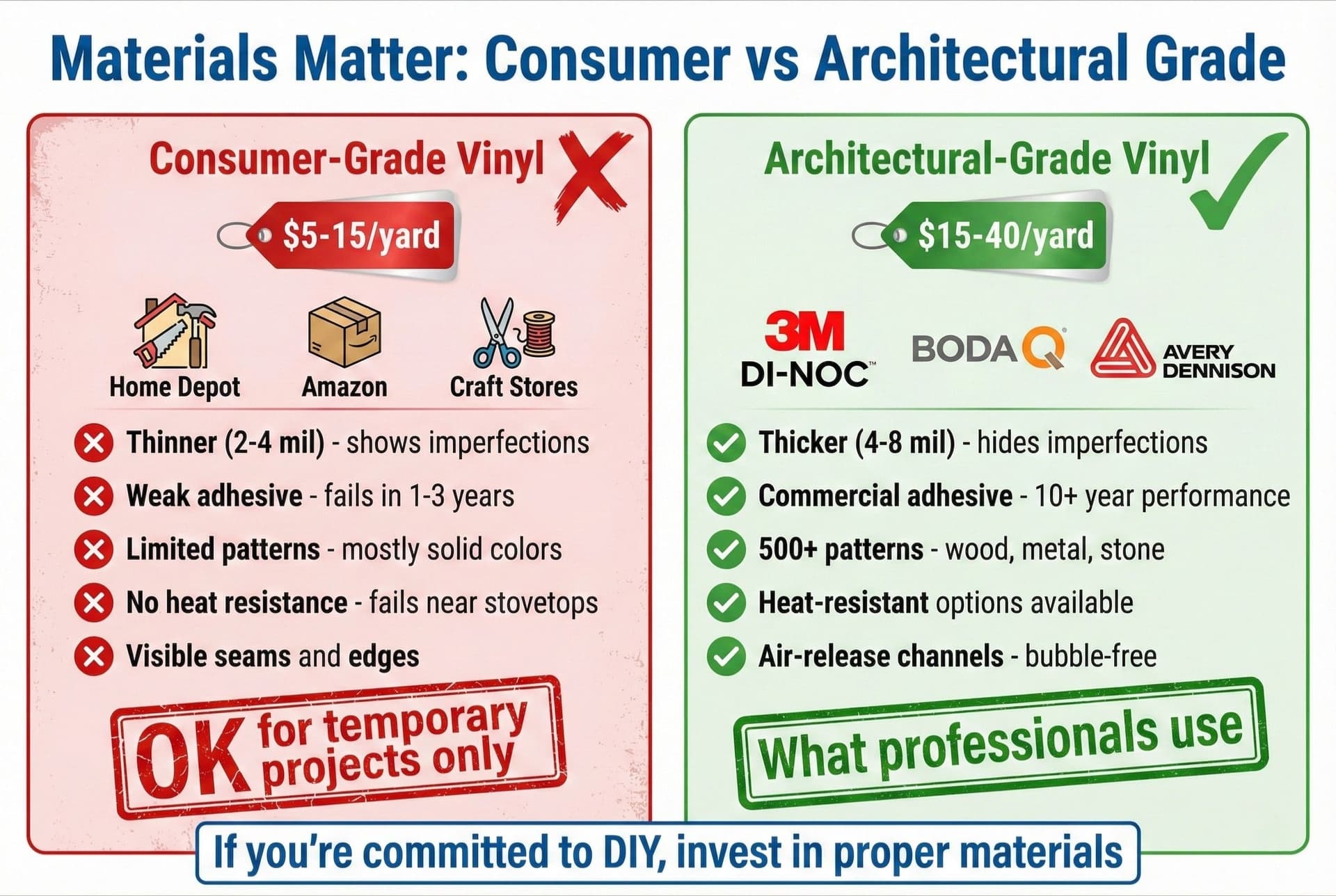 Consumer vs architectural grade vinyl wrap comparison