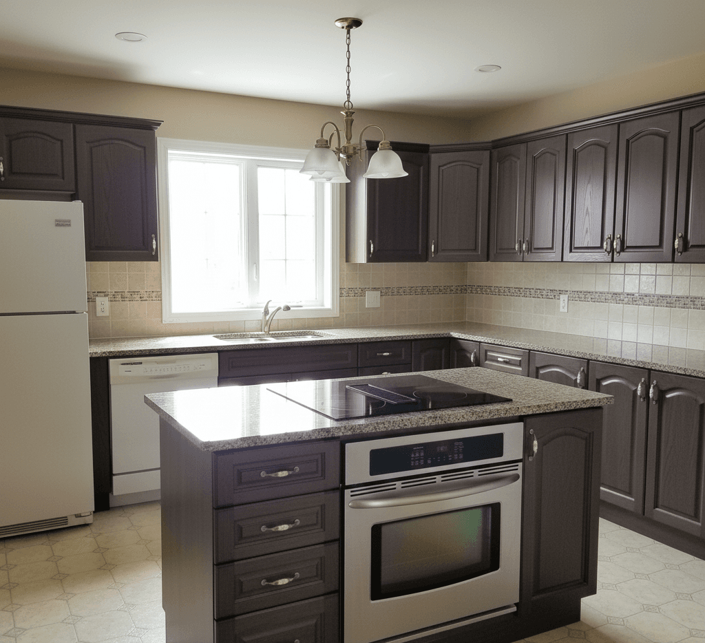 After: Charcoal Matte wrapped cabinets in Streetsville