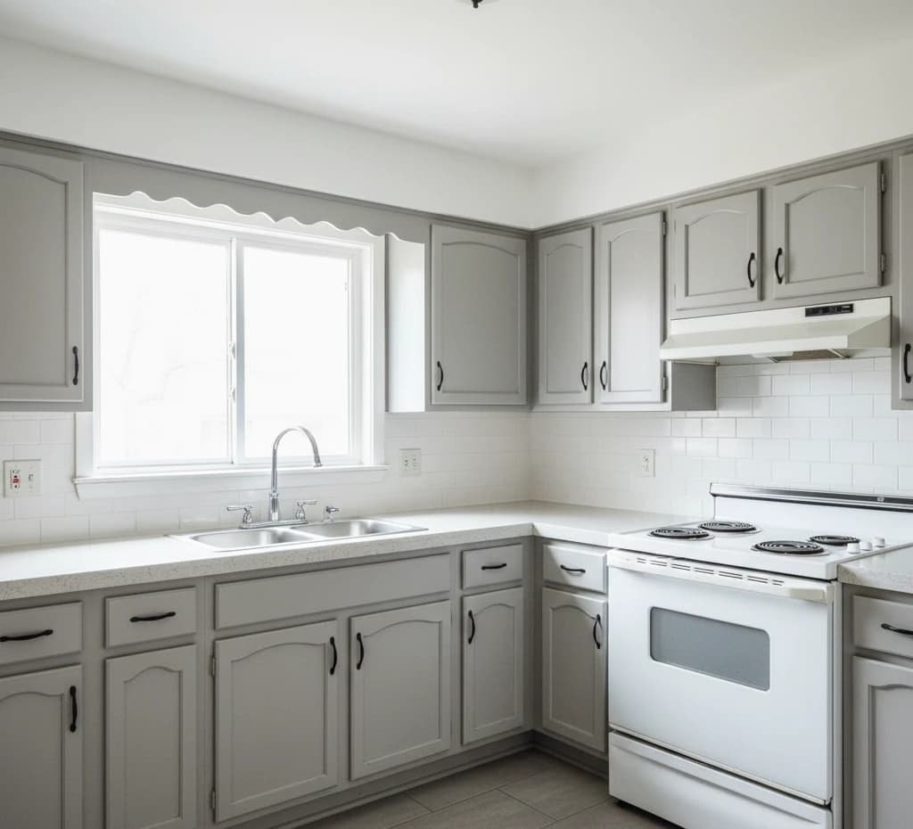 After: Light Gray Matte wrapped cabinets in Etobicoke